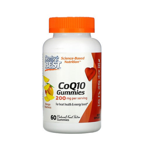 Doctors Best CoQ10 Natural Fruit Pectin 200mg Mango Gummies, 60 Ea